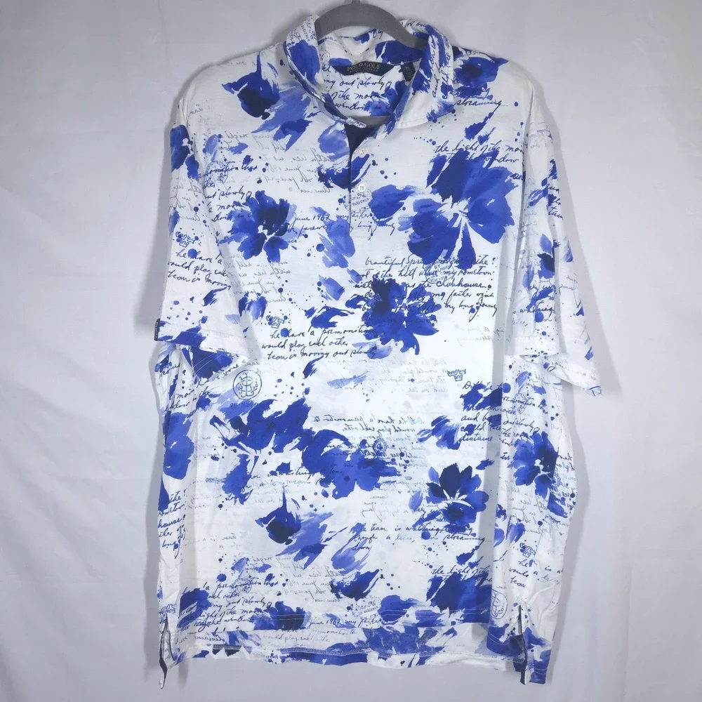 Ralph Lauren Polo Golf British West Indies XXL  Mens Blue Script 100% Cotton